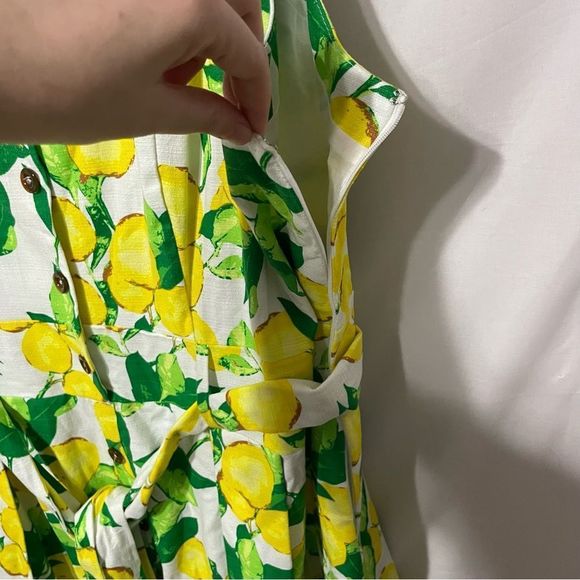 Sz 24 Nordstrom 1901 Button Front Lemon Print Dress - Picture 5 of 12